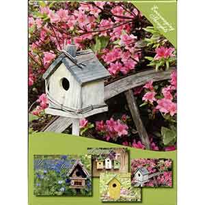 Blooming Birdhouses Greeting Cards